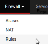 menu Firewall > Rules pfSense Provya