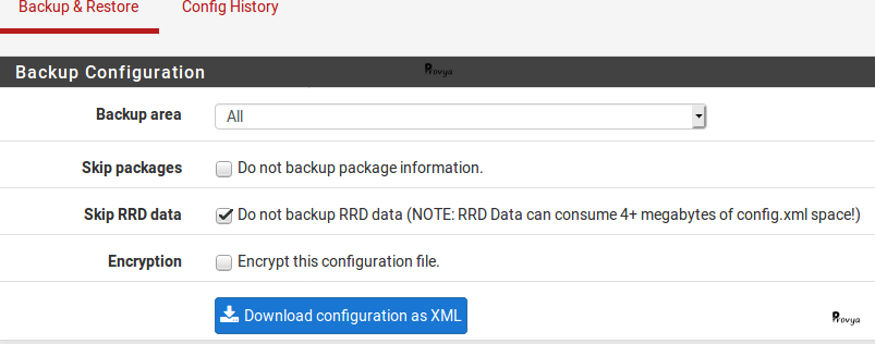 Exemple configuration backup pour pfSense - Provya