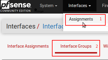 menu Interface Groups - pfSense - Provya