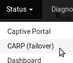 menu Status CARP Failover pfSense - Provya