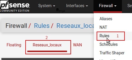 règles de filtrage pour groupe interfaces - pfSense - Provya