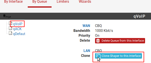 cloner QoS entre interfaces pfSense - Provya