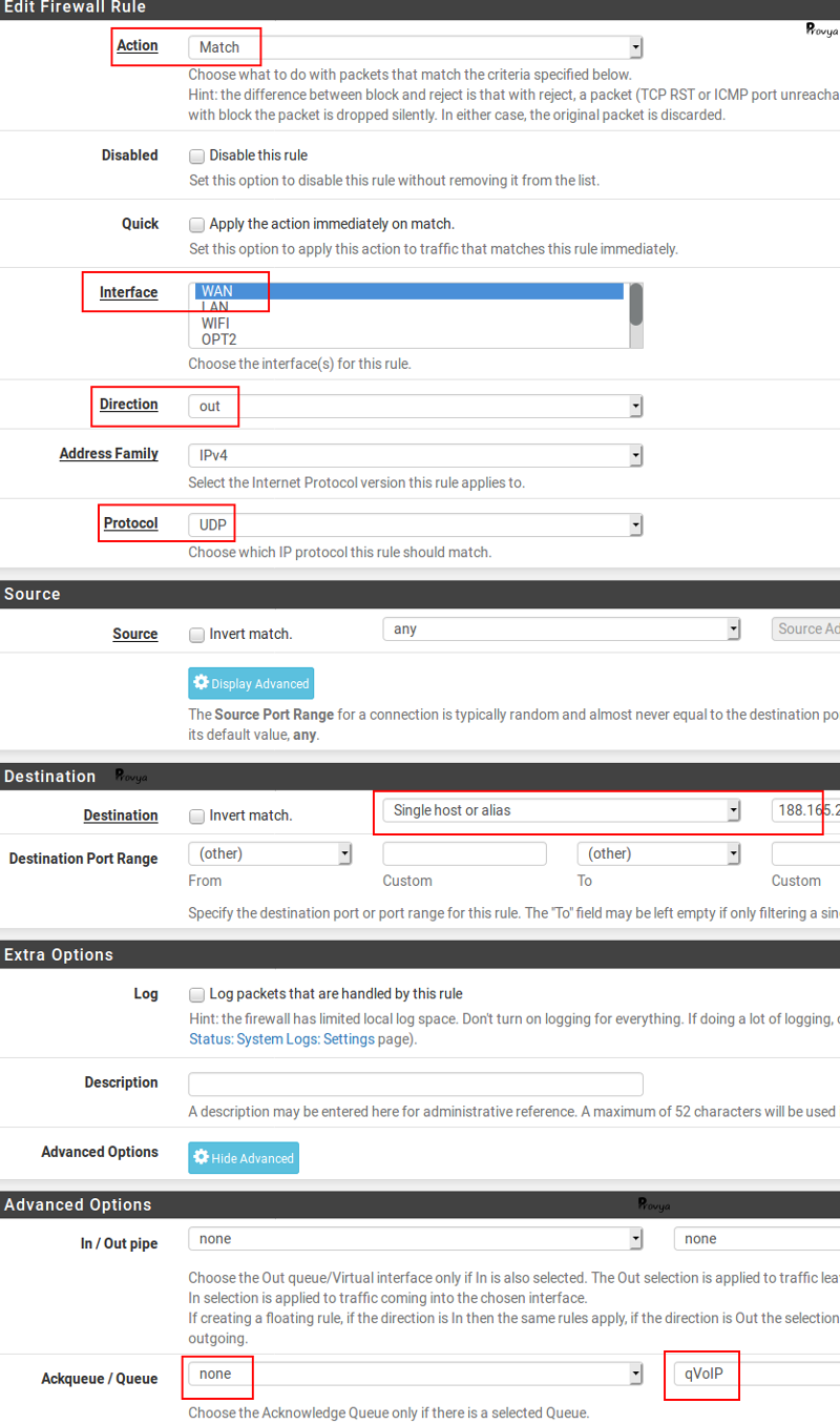 exemple 2 règle floating qVoIP pour QoS pfSense - Provya