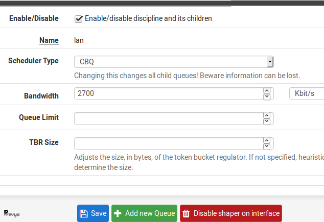 détails configuration priorisation de trafic QoS pfSense - Provya