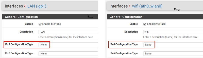 Configuration des interfaces LAN et WIFI pour un bridge - pfSense - Provya