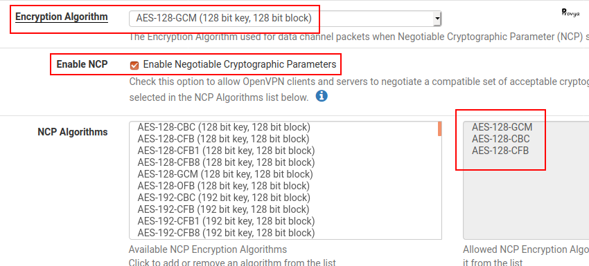 Utiliser AES-GCM pour OpenVPN sous pfSense - Provya