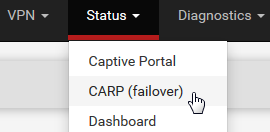 menu Status > CARP (failover)