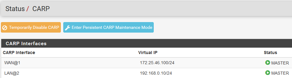 Statut des adresses VIP pfSense