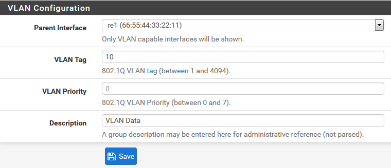 Configuration VLAN pfSense