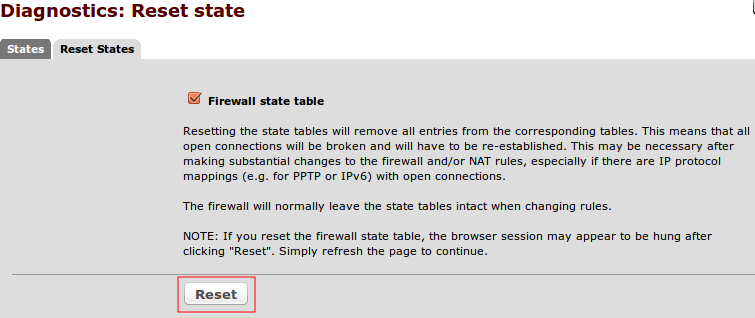pfSense reset firewall states